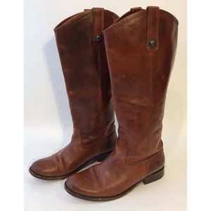 Frye Melissa Button Brown Leather Boots 8.5